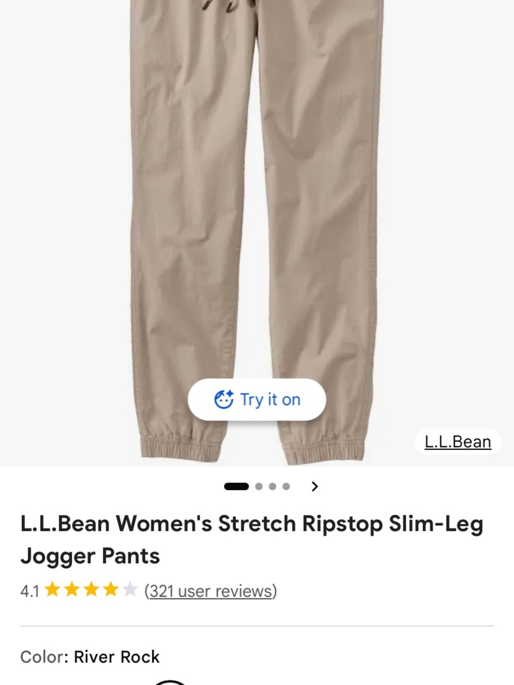 L.L.Bean Women's Stretch Ripstop Slim-Leg Jogger Pants